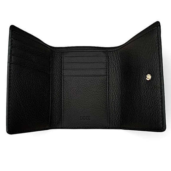 BOSS | Lenah Flap Wallet | Black Genuine Leather with Gold Accent | NWT - Picture 8 of 15